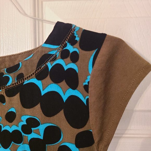 Boden Olive, Black, & Turquoise Abstract Pattern Dress ~ Size 10R US (14R UK) - Picture 5 of 6